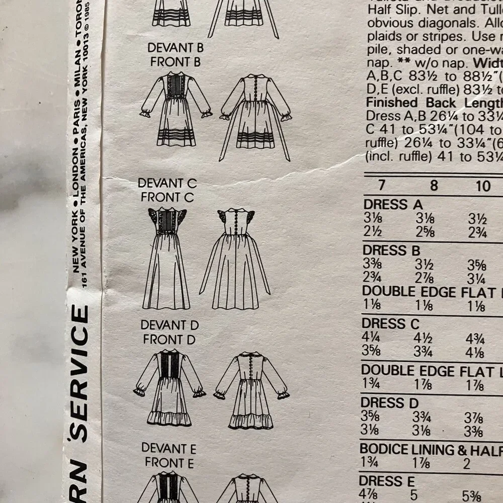 Vintage Little Vogue Girls' Dress & Veil Pattern‎ #1877 Size 8 CUT Vintage